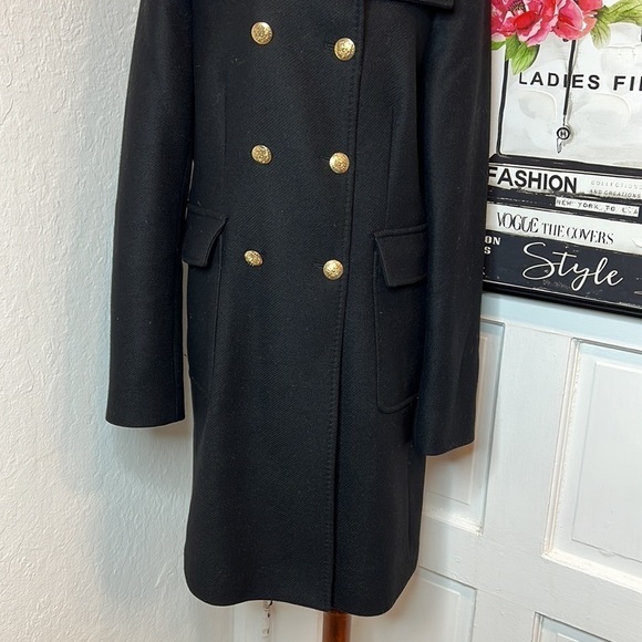 Zara Black Wool Blend Button Front Coat Size XL - Picture 4 of 8